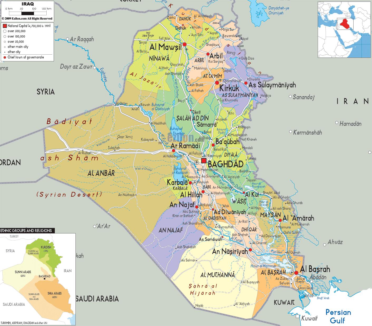 资料：伊拉克重要城市位置示意图_新浪军事_新浪网
